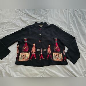 Harari 100% Silk Rare Button Asian Blouse Top Shirt